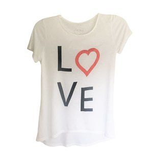 INC International Concepts White T-Shirt Top w/ Metallic Love Heart Small NEW